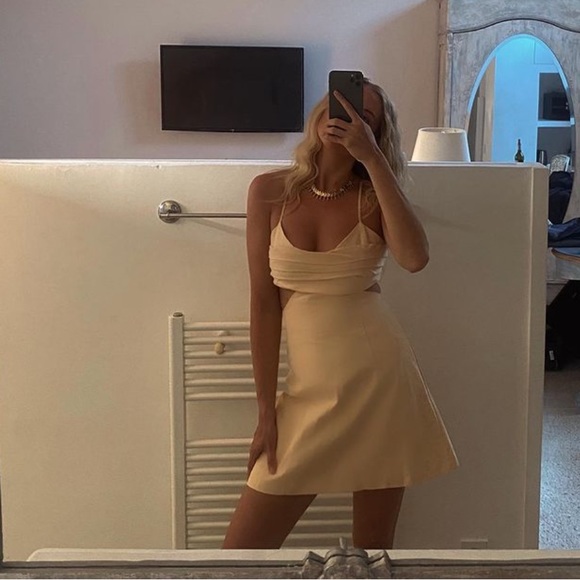 Zara CUT OUT LINEN BLEND DRESS - Picture 12 of 16